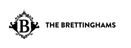 Logo: großes B und Schriftzug The Brettinghams in Versalien