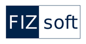 Logo: FIZsoft-Schriftzug in blau-weiß