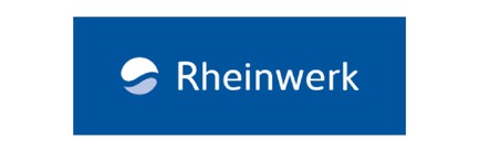 Logo: Rheinwerk-Schriftzug auf blauem Hintergrund